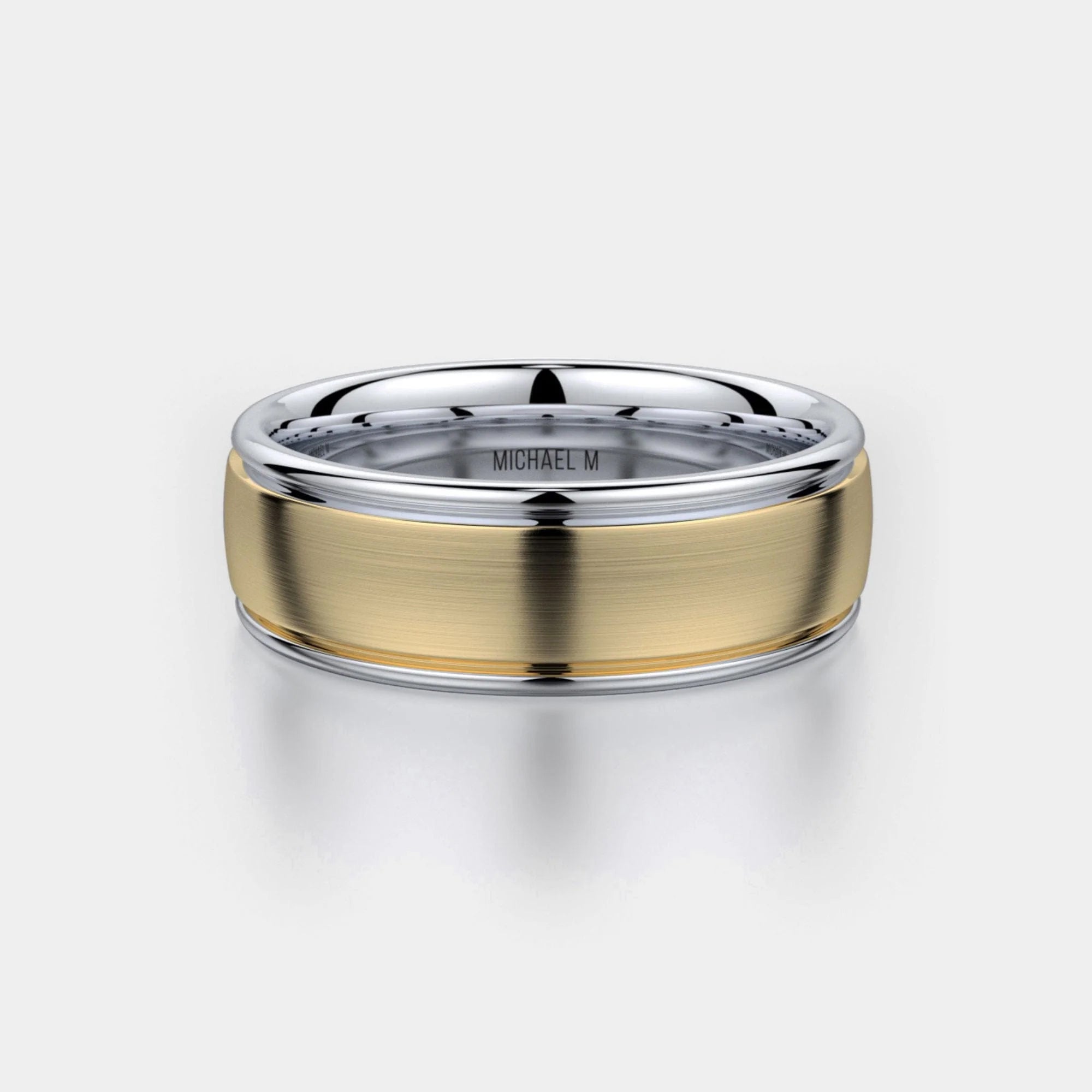 Brushed Wedding Ring 14k Yellow/White Gold - MB106