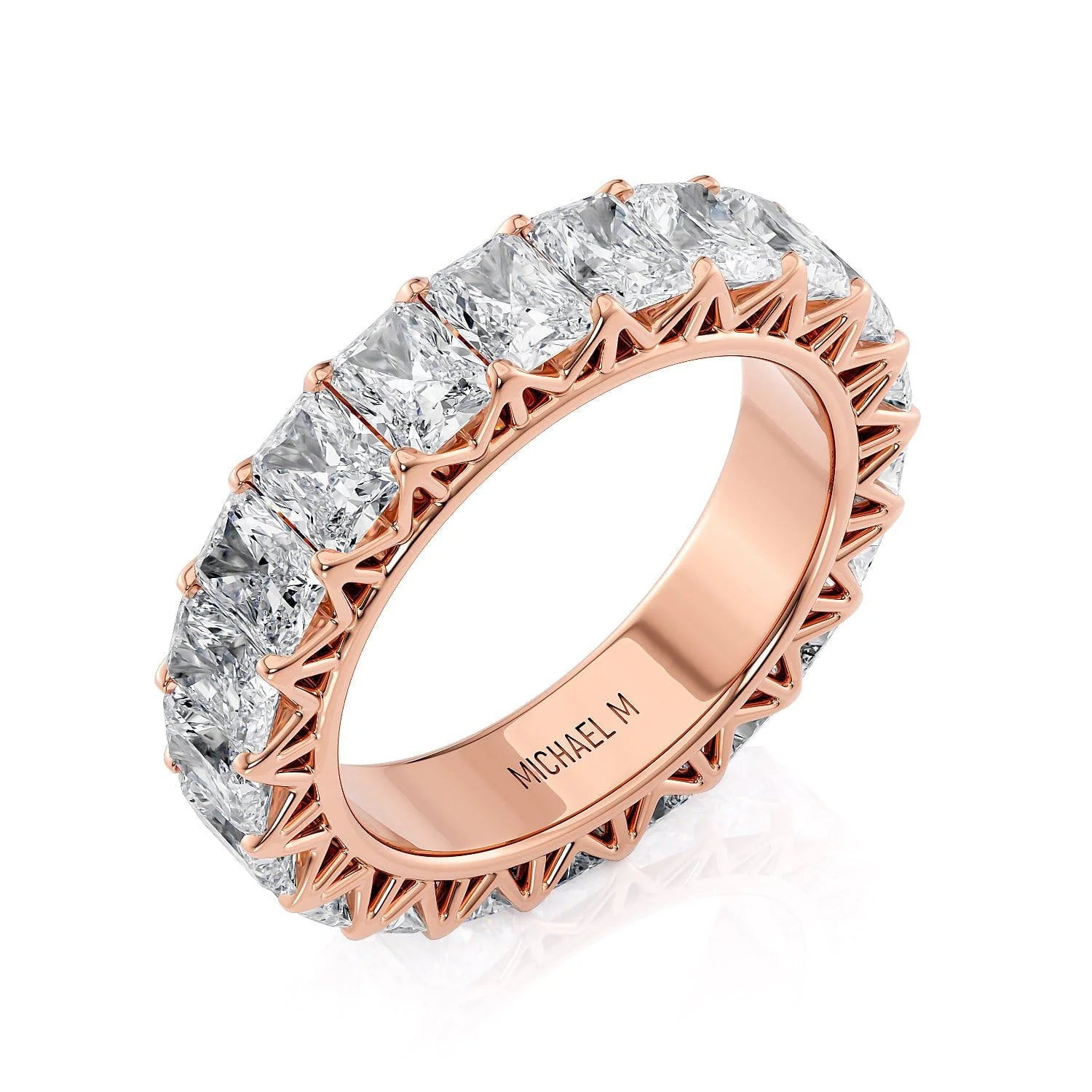 Radiant Eternity Wedding Ring 18k Rose Gold - B337