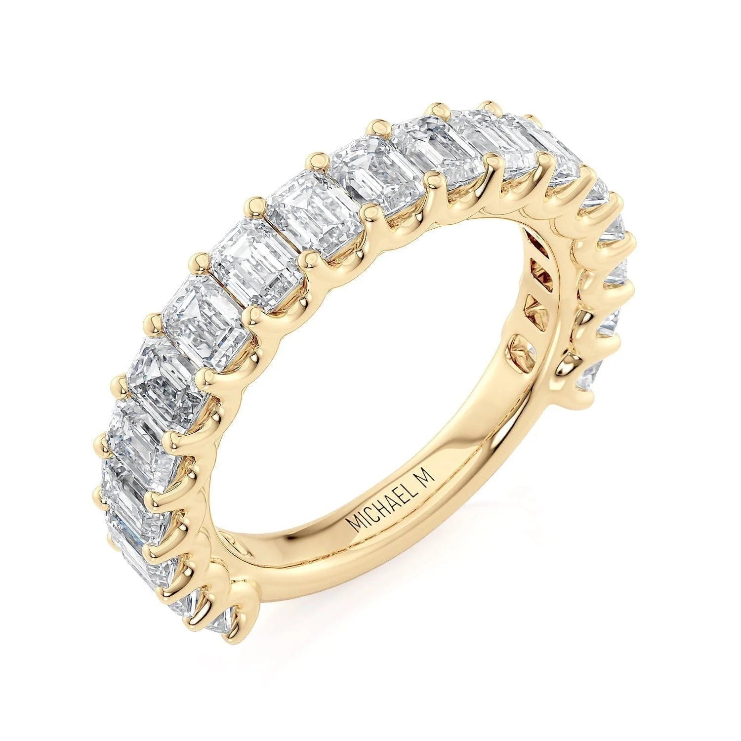 Emerald Diamond Wedding Ring 18k Yellow Gold - R810B