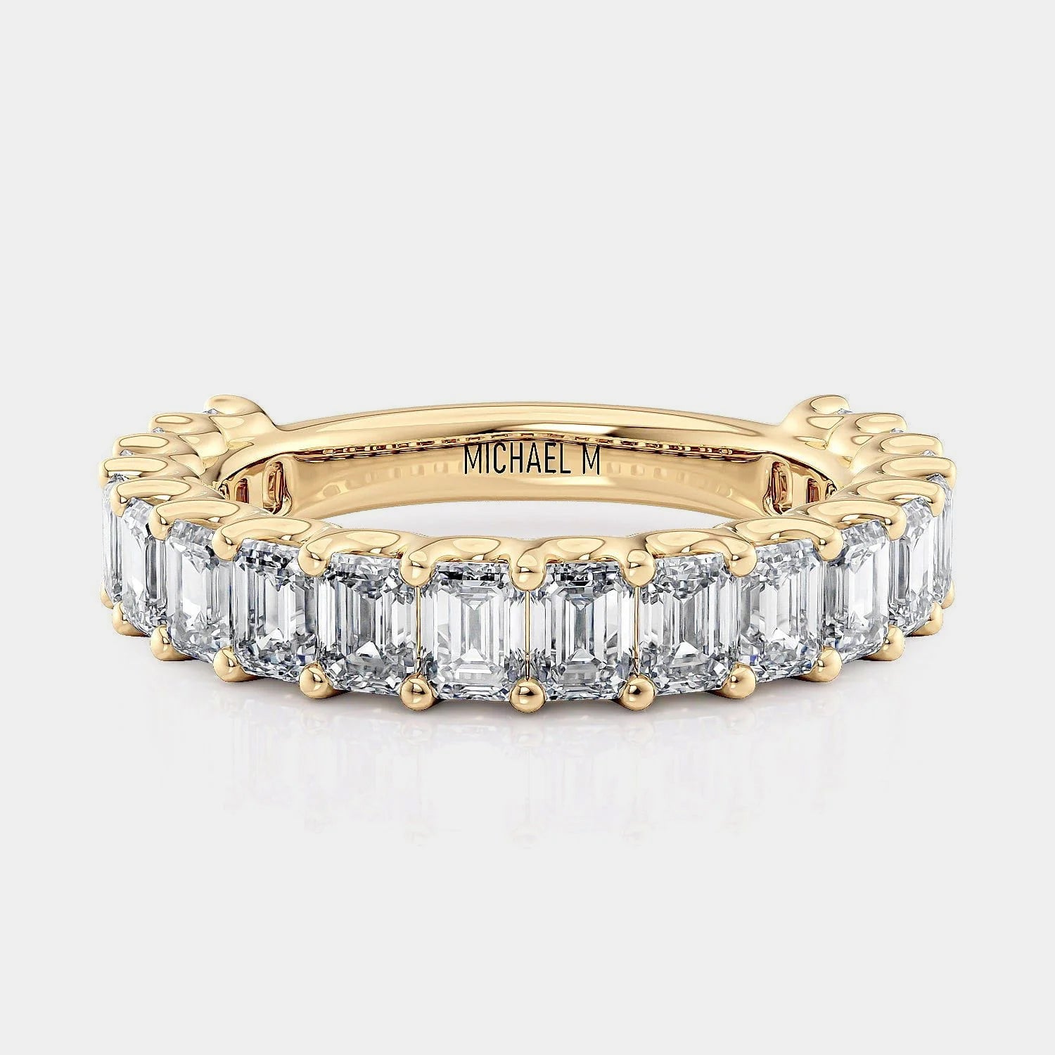 Emerald Diamond Wedding Ring 18k Yellow Gold - R810B