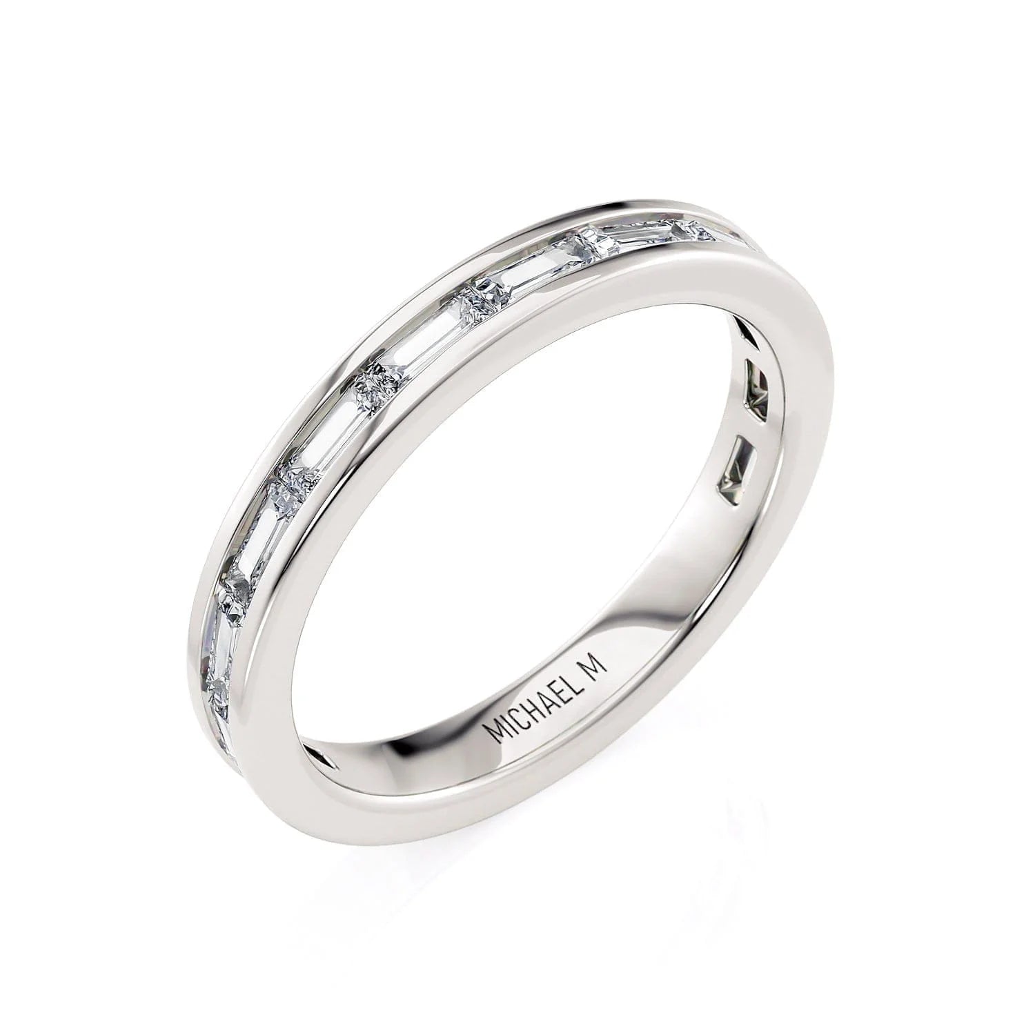 Channel Baguette Wedding Ring 18k White Gold - R820B