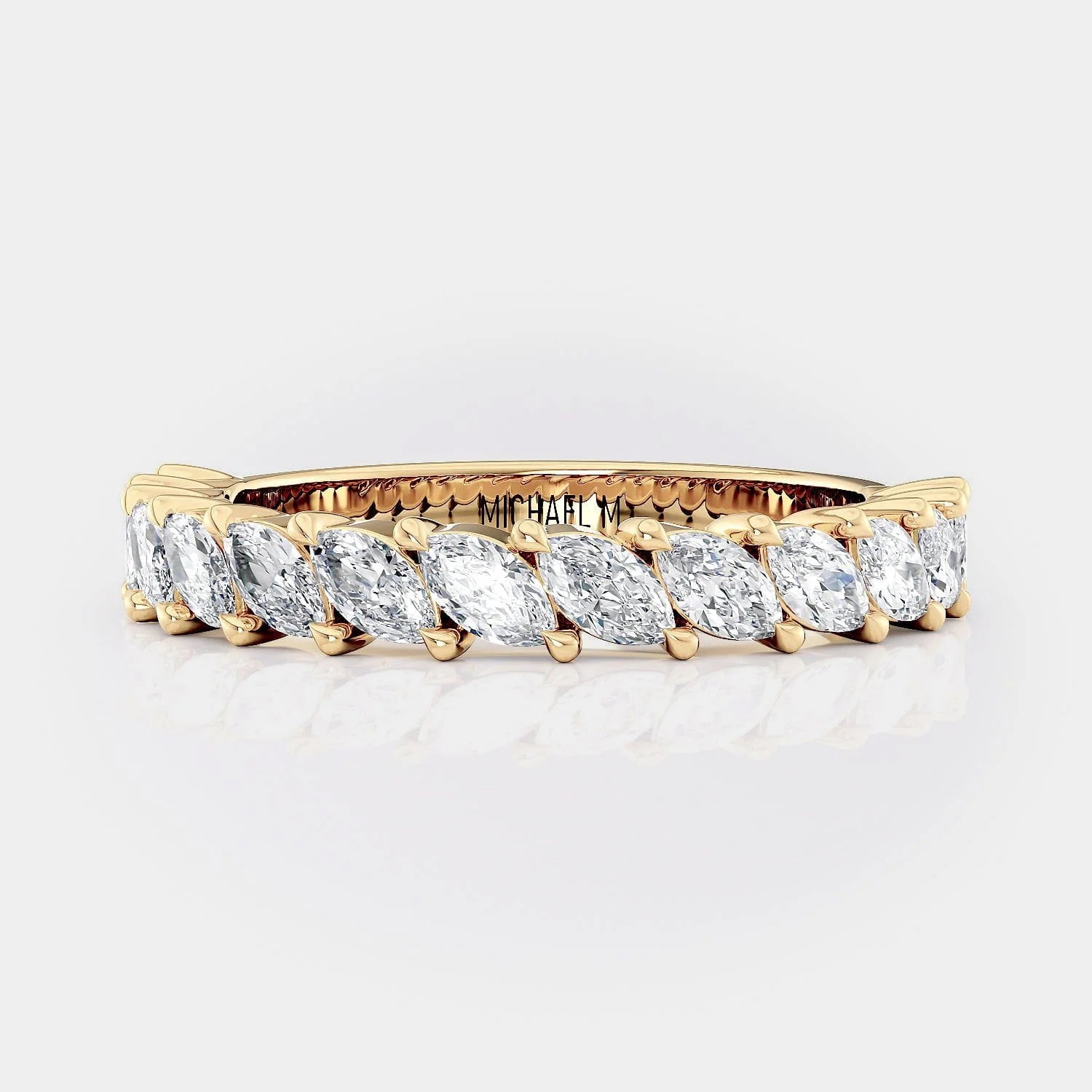 Marquise Diamond Wedding Ring 18k Yellow Gold - R827B