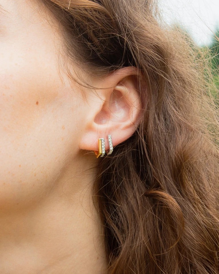 Infinity White Sapphire Huggie Earrings