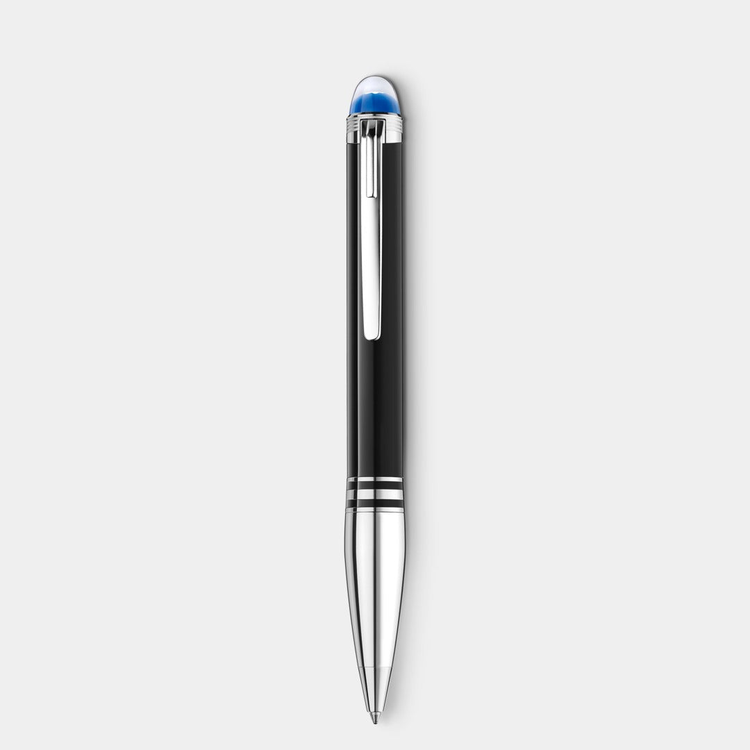 Montblanc Pen with a blue cap on a white background