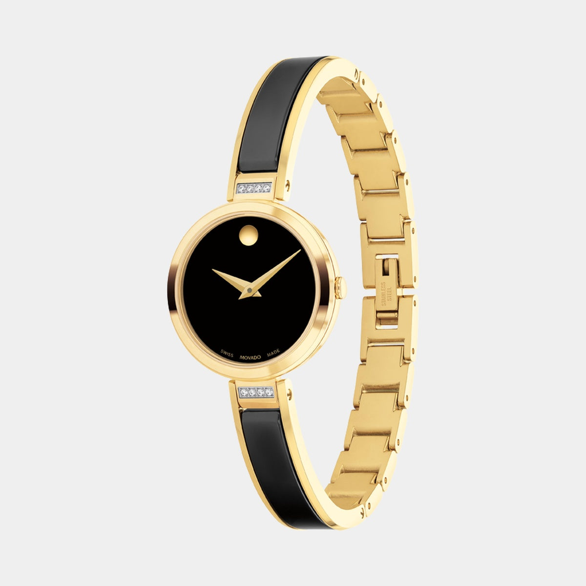 Moda 24 mm - Black Dial on Ceramic and Gold PVD Bangle
