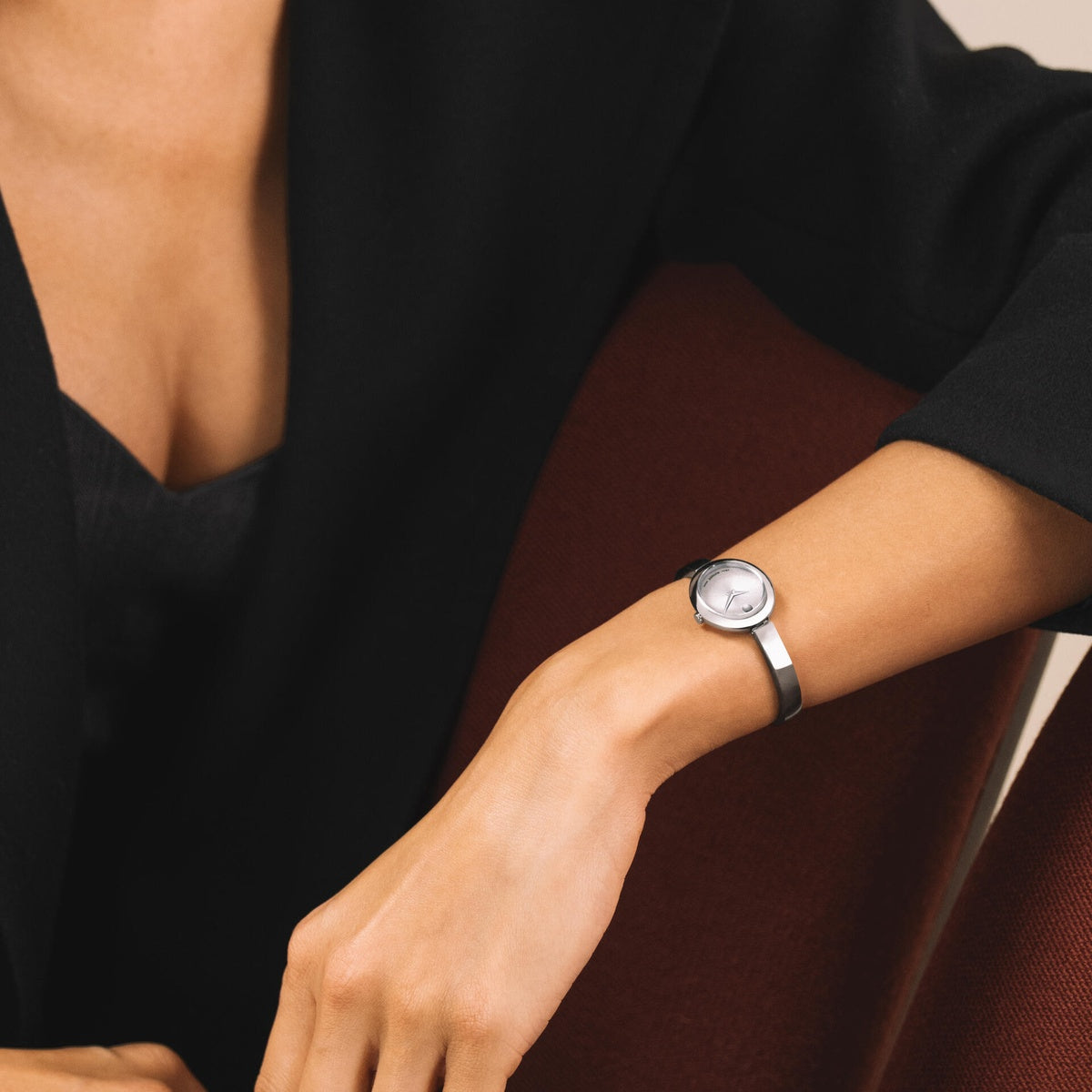 Museum Bangle - Silver White Dial on Bracelet