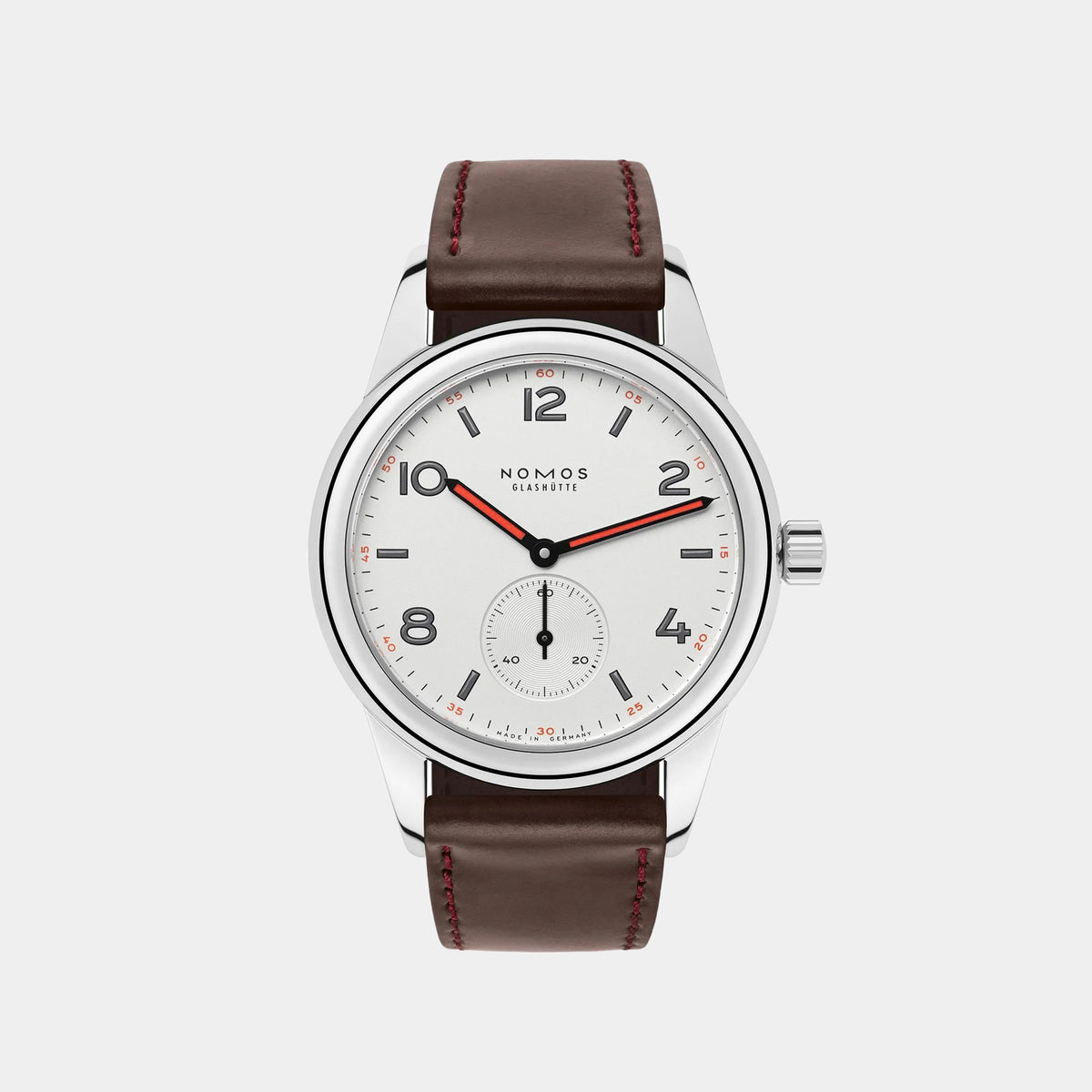 Noblag Women\'s Watches White Leather 36mm NOMOS Club 36mm | White Silver Dial | Brown Horween Strap main image 4