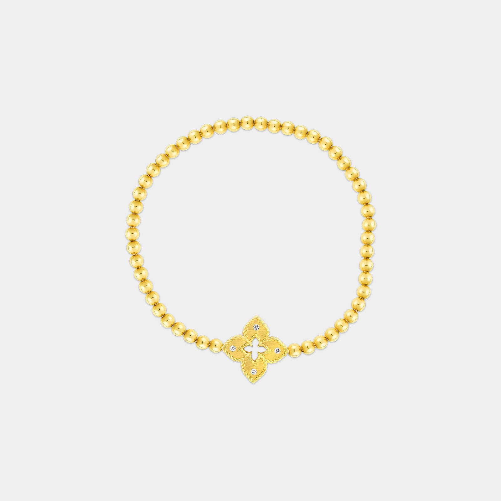Petite Venetian Princess Small Flower Stretch Bracelet in Yellow Gold