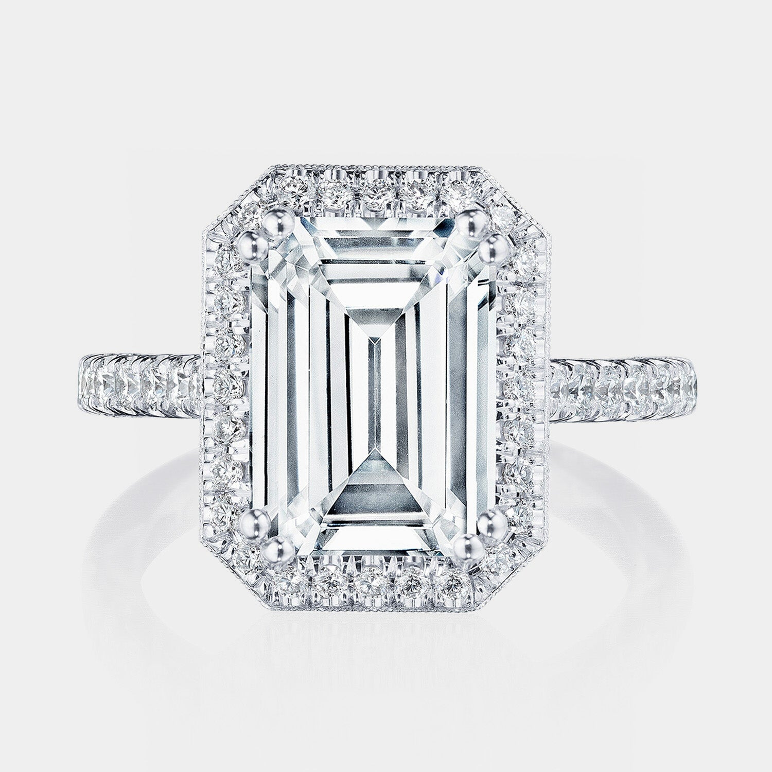 Emerald Halo Platinum Engagement Ring - 269122