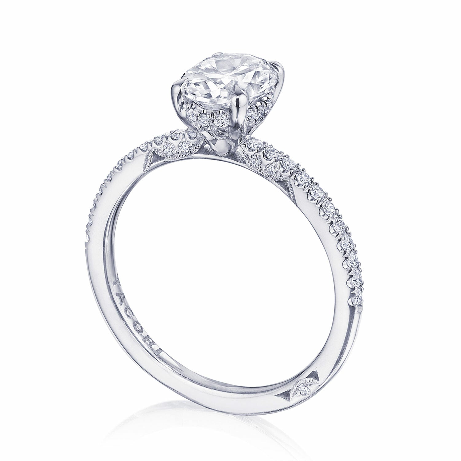 Oval Pavé Platinum Engagement Ring - 267015