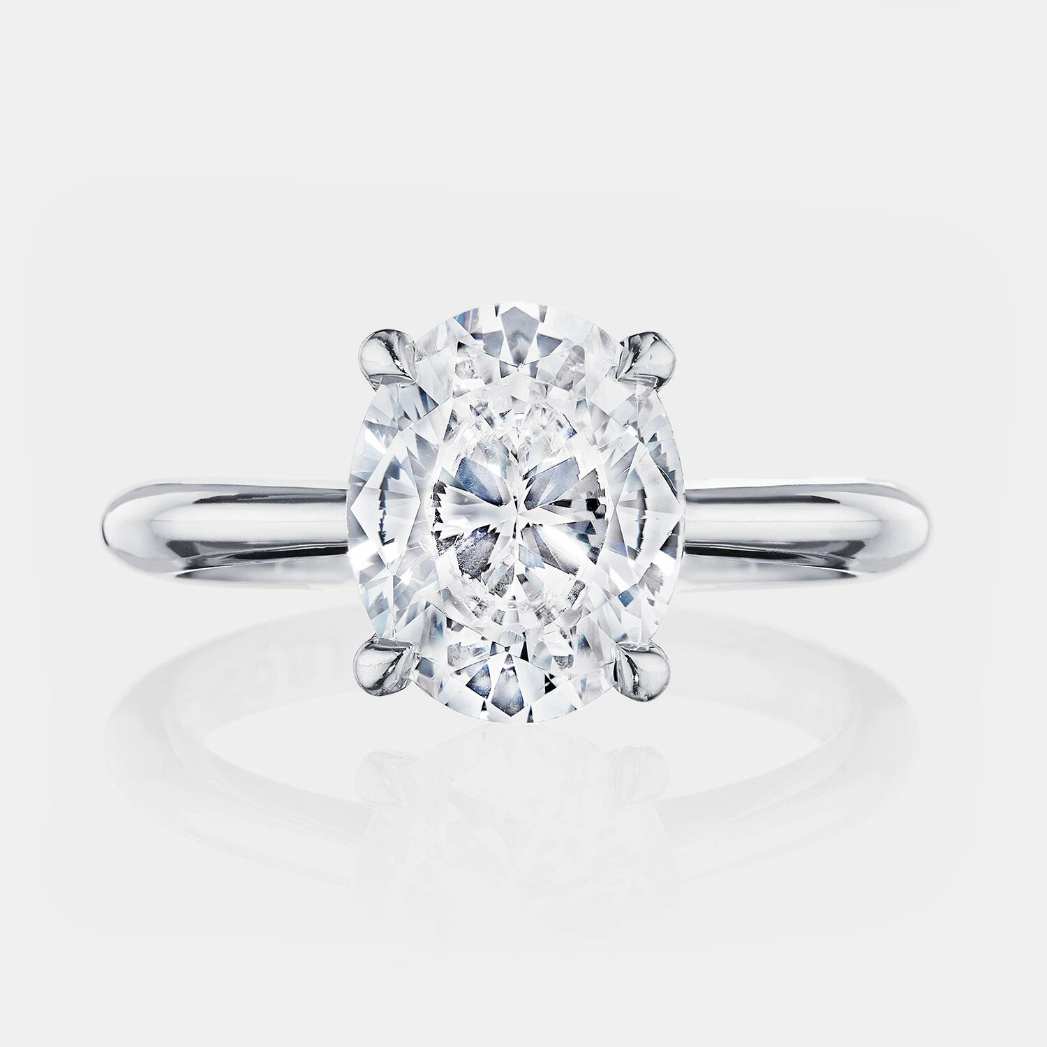 Oval Solitaire Platinum Engagement Ring - HT2671