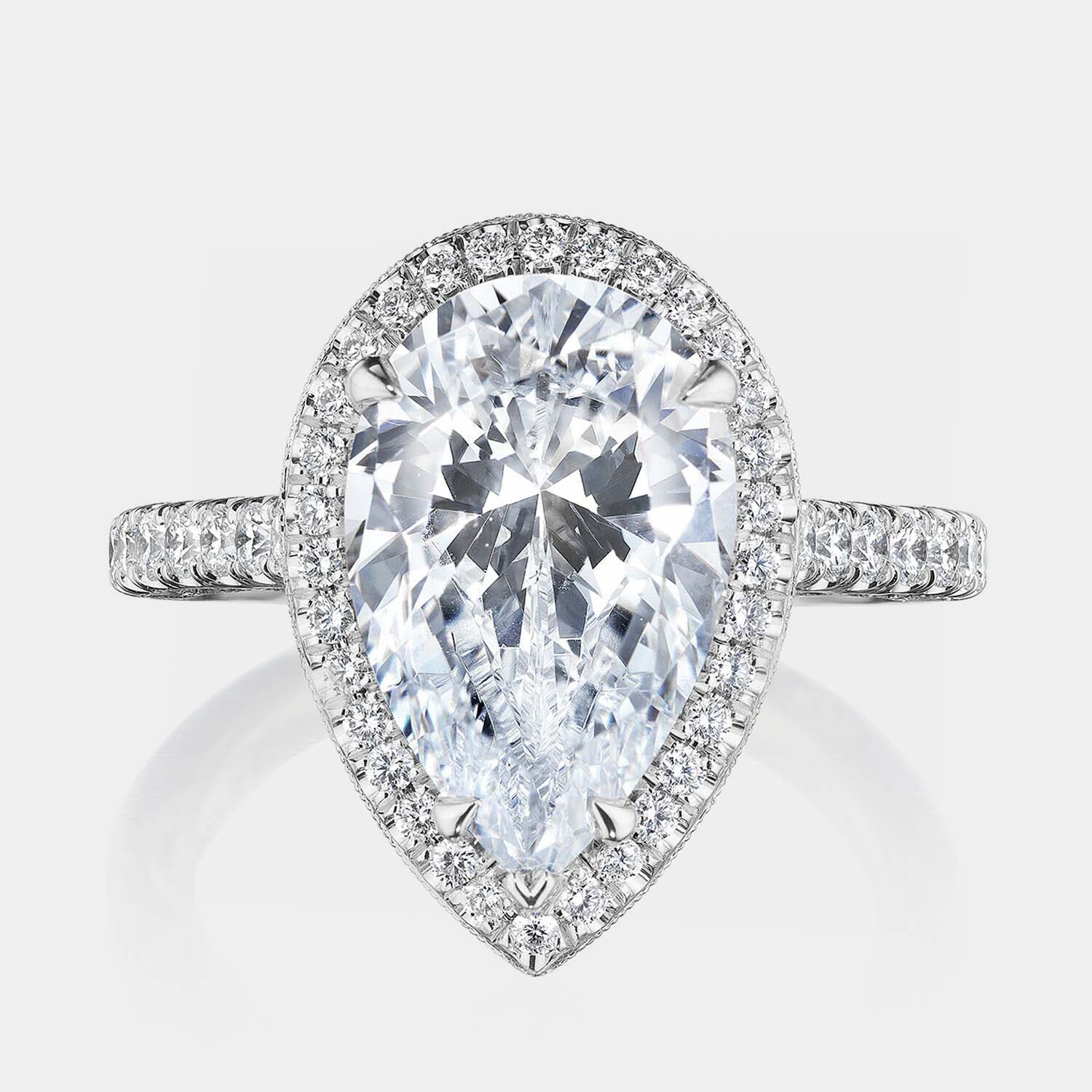 Pear Halo Platinum Engagement Ring - 269122