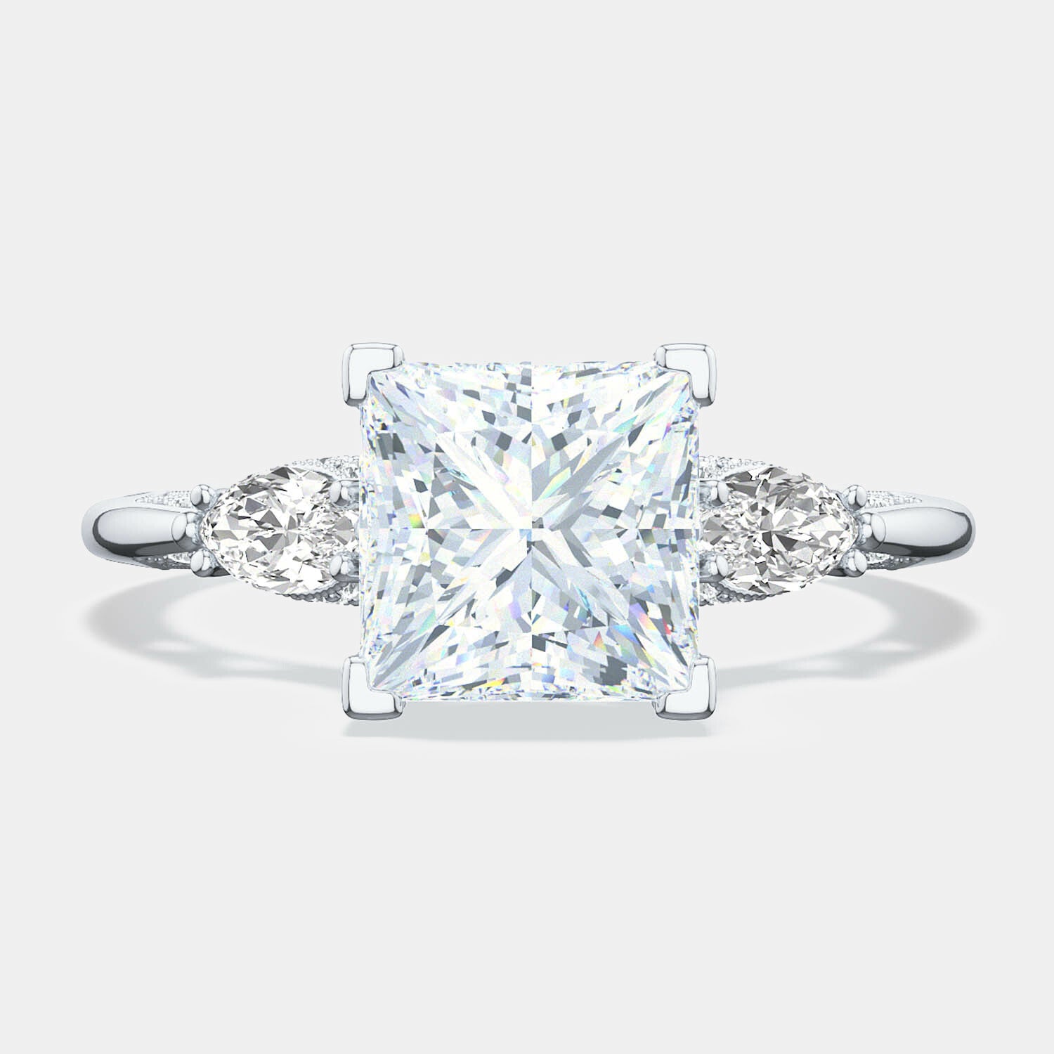 Princess 3-Stone Platinum Engagement Ring - 2685