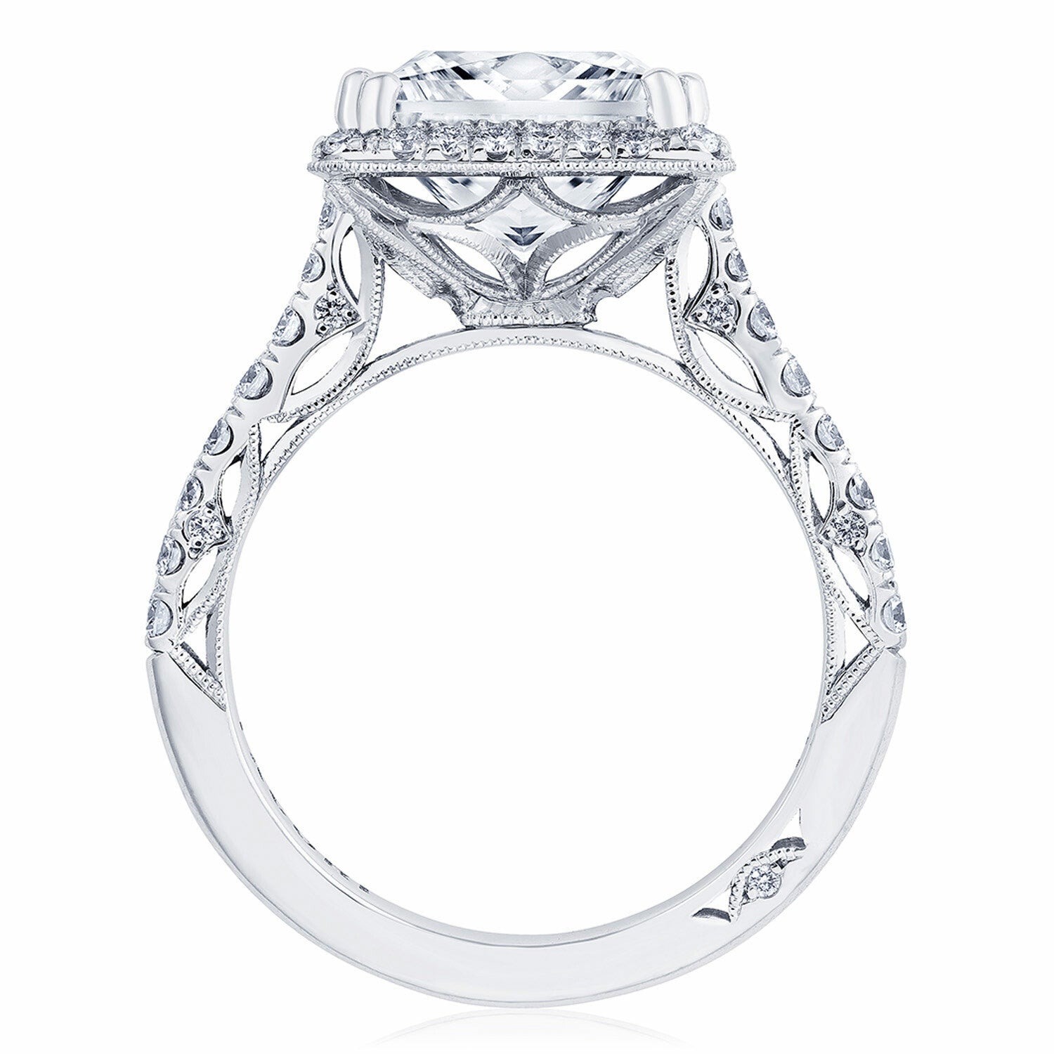 Princess Halo Platinum Engagement Ring - 269122