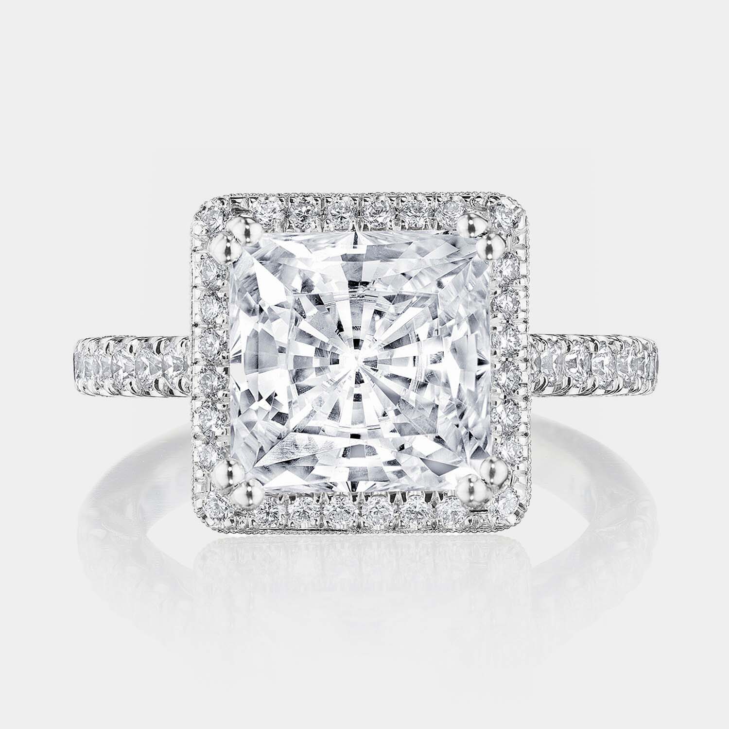 Princess Halo Platinum Engagement Ring - 269122