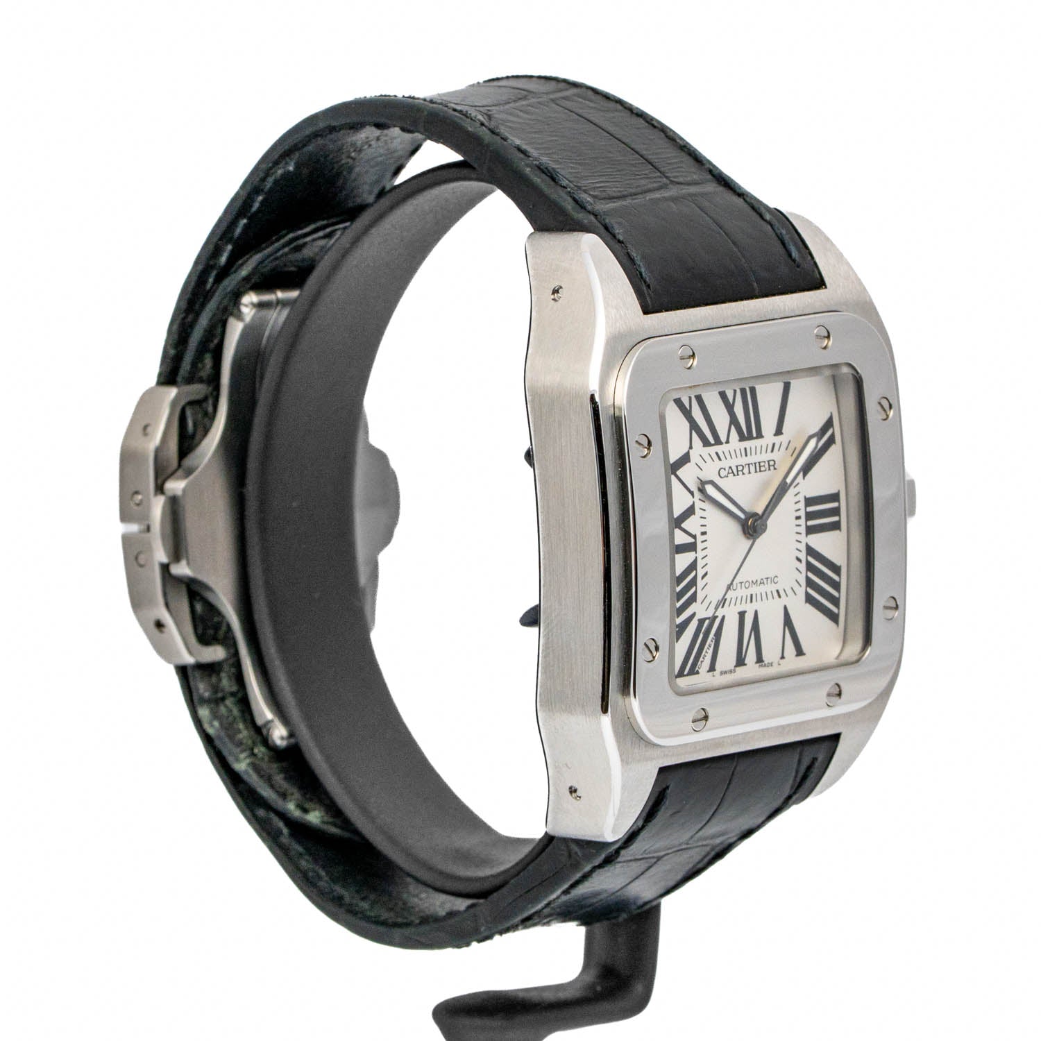 Cartier Santos 100 White Dial on Strap - W20073XB