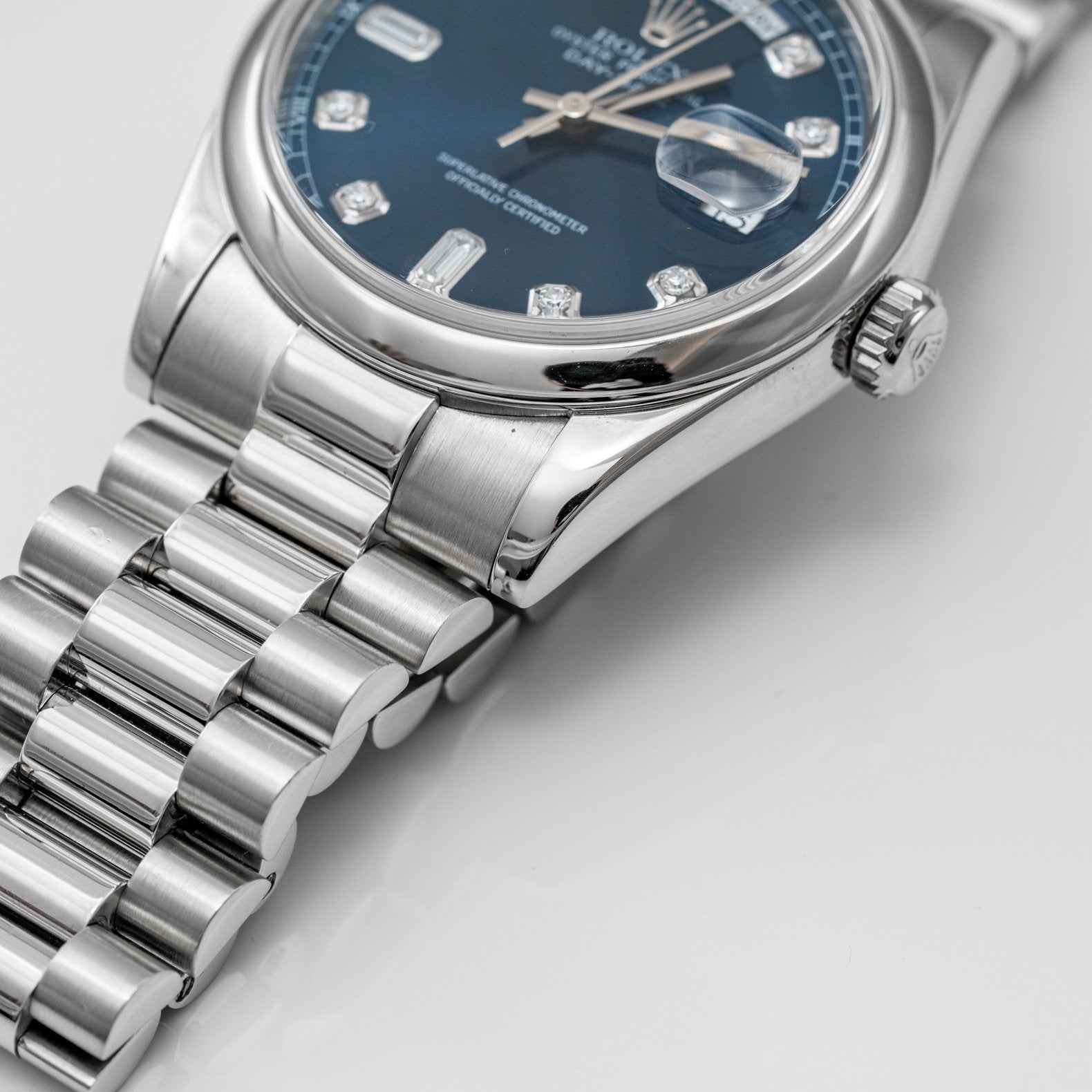 Rolex Day-Date Platinum 36mm Blue Diamond Dial - 118206