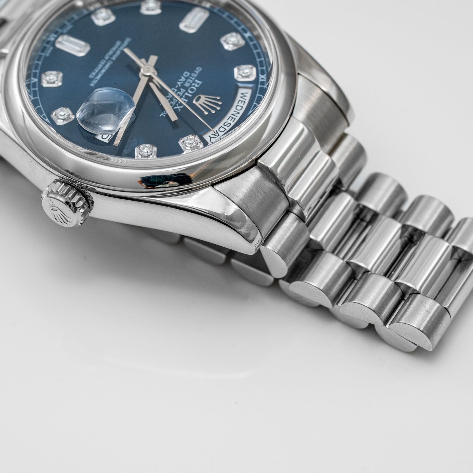 Rolex Day-Date Platinum 36mm Blue Diamond Dial - 118206