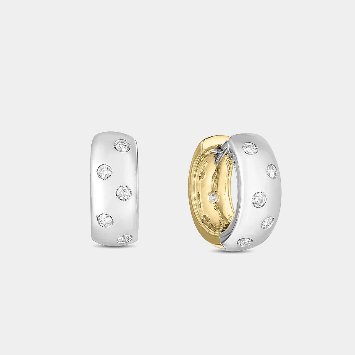 Designer Gold Diamond Reversible Hoop Earrings