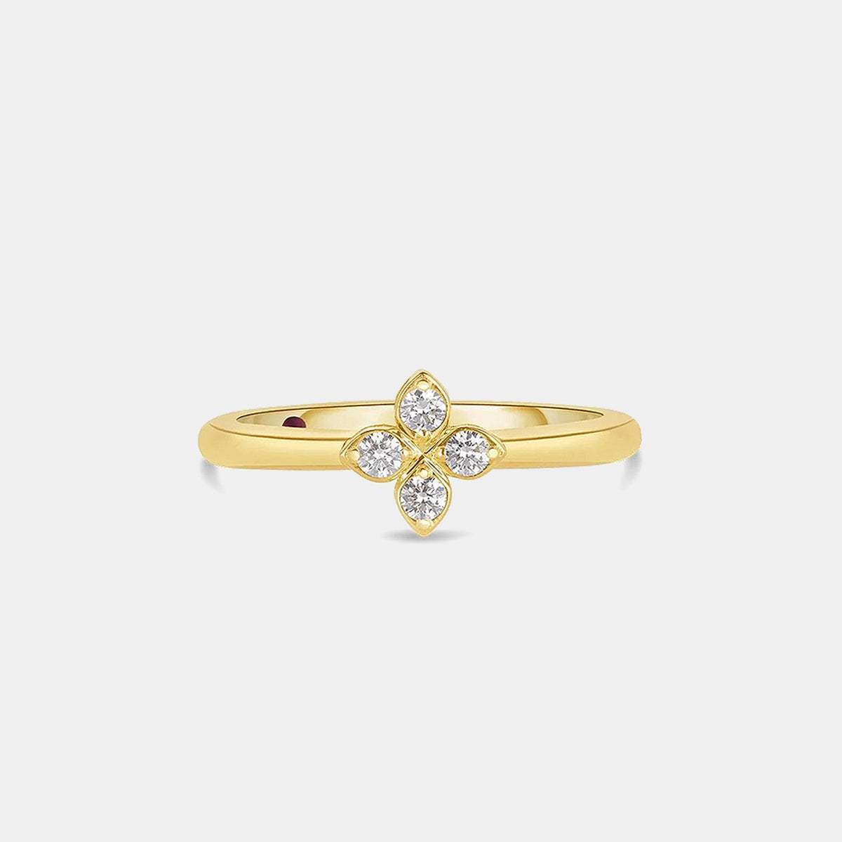 Love in Verona Small Pavé Diamond Flower Ring in 18K Yellow Gold