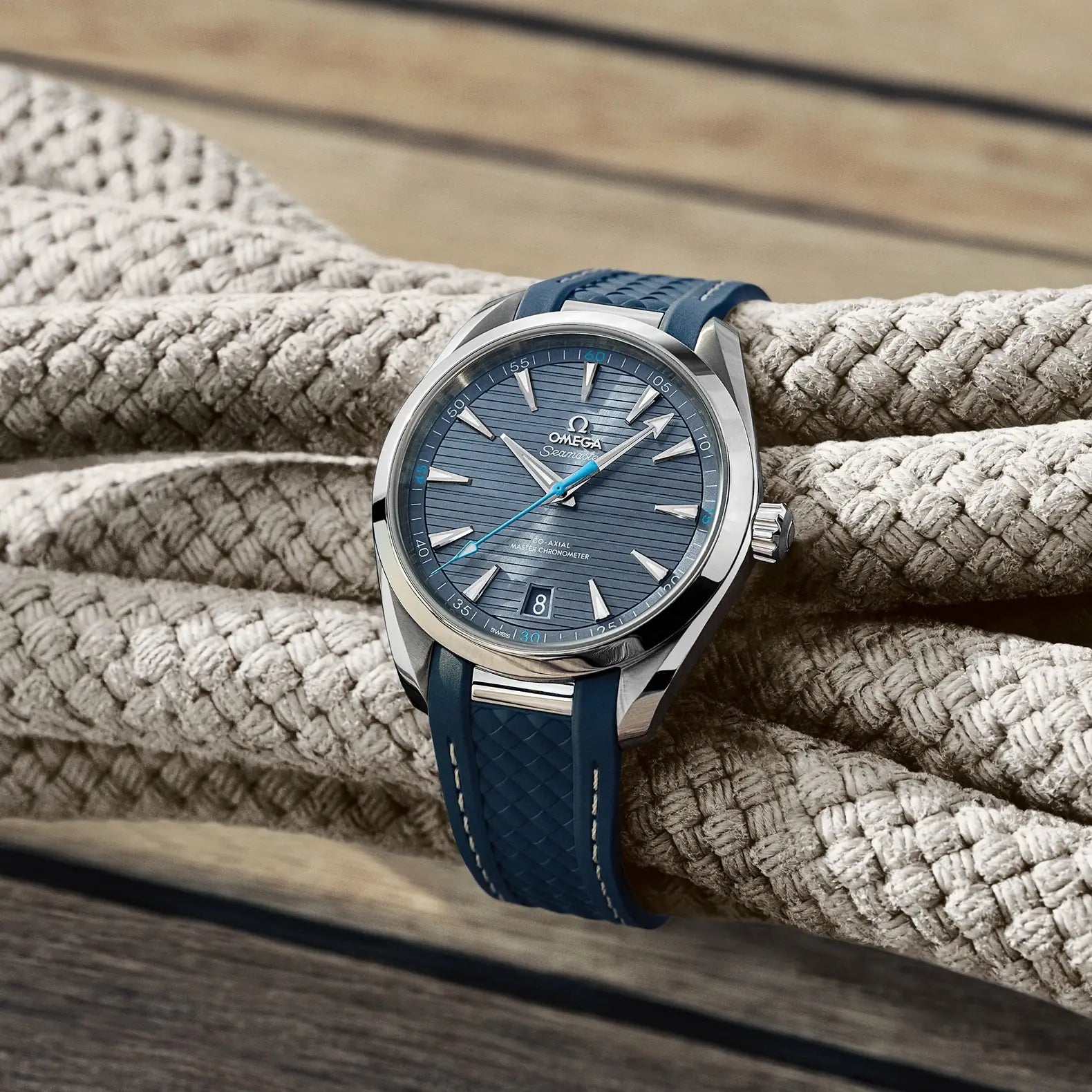 Seamaster Aqua Terra 41mm - Blue Teak Dial on Rubber Strap