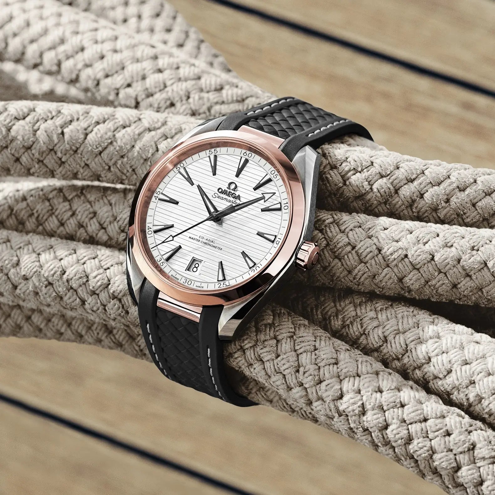 Seamaster Aqua Terra Two-Tone 41mm - Silver Dial on Rubber