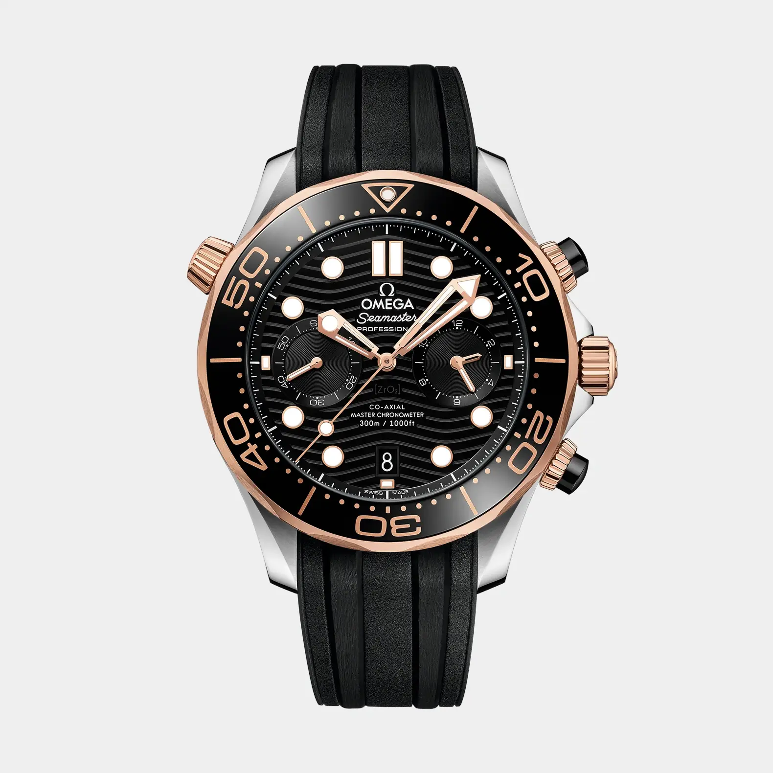 Seamaster Diver 300M Chrono - Sedna Gold Bezel on Rubber Strap