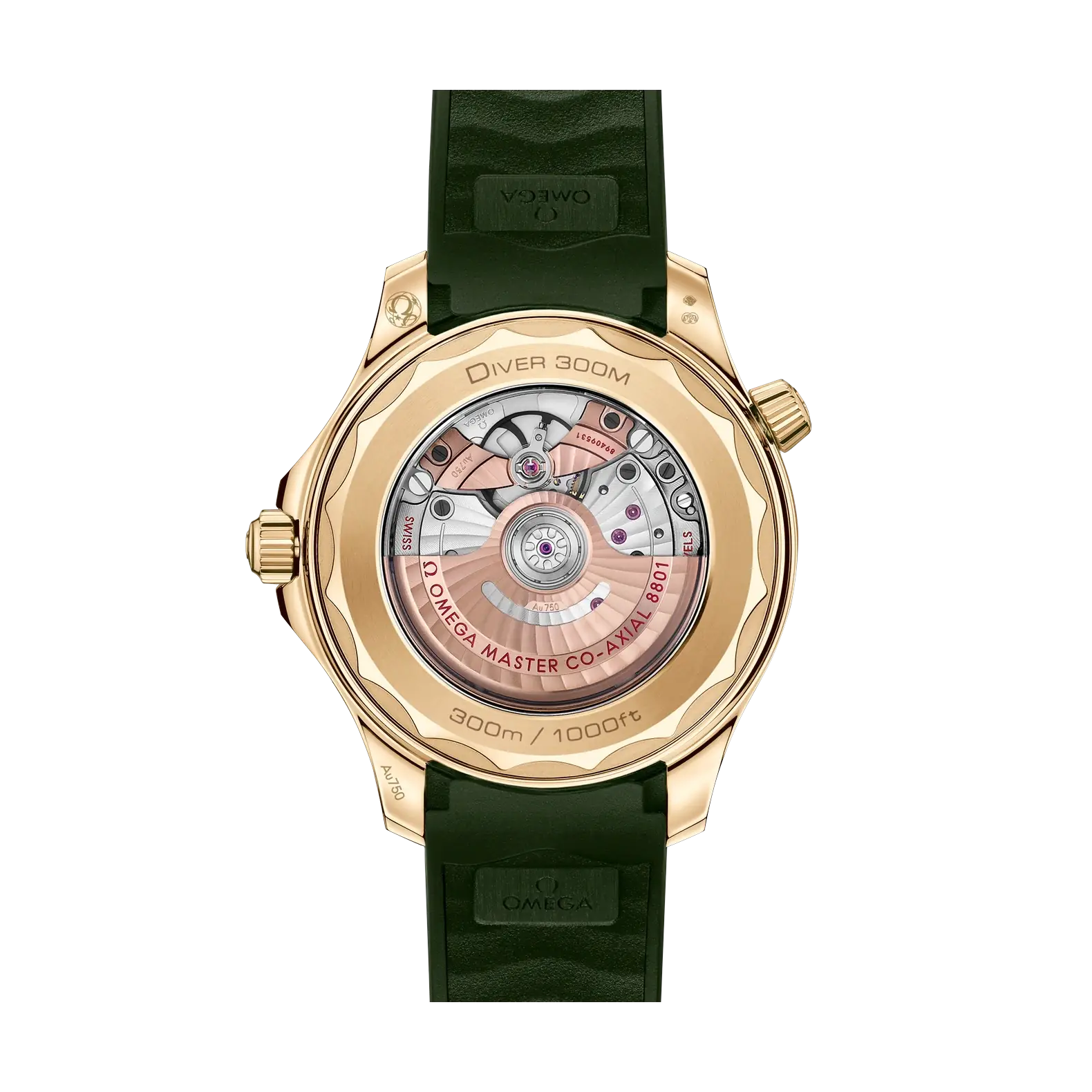 Seamaster Diver 300M Moonshine Gold - Green Dial on Rubber Strap