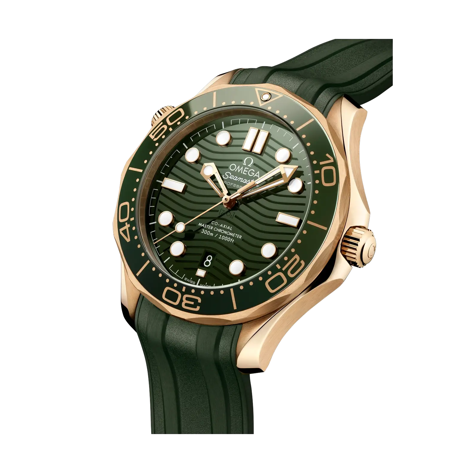 Seamaster Diver 300M Moonshine Gold - Green Dial on Rubber Strap