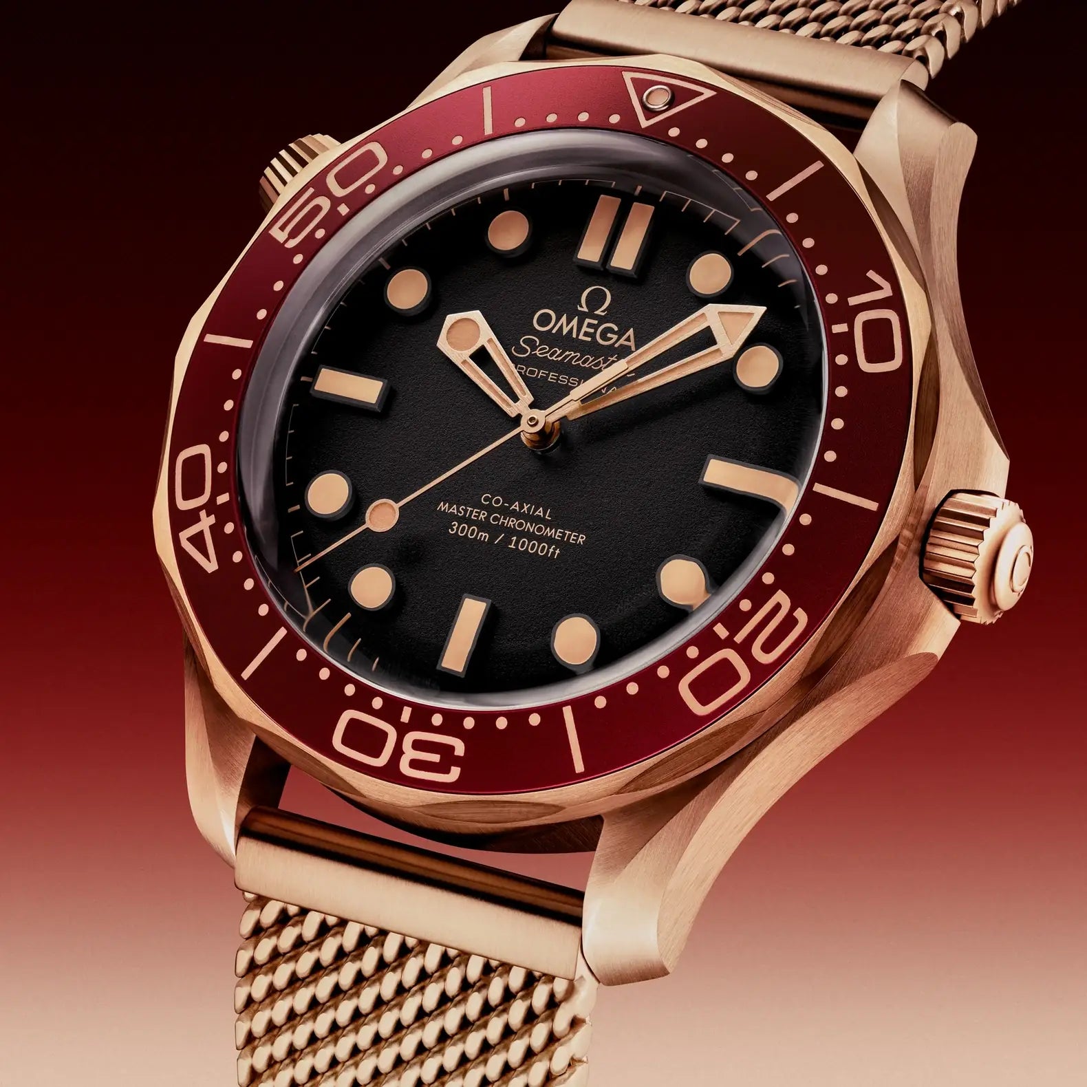 Seamaster Diver 300M Bronze Gold – Black Dial on Mesh Bracelet
