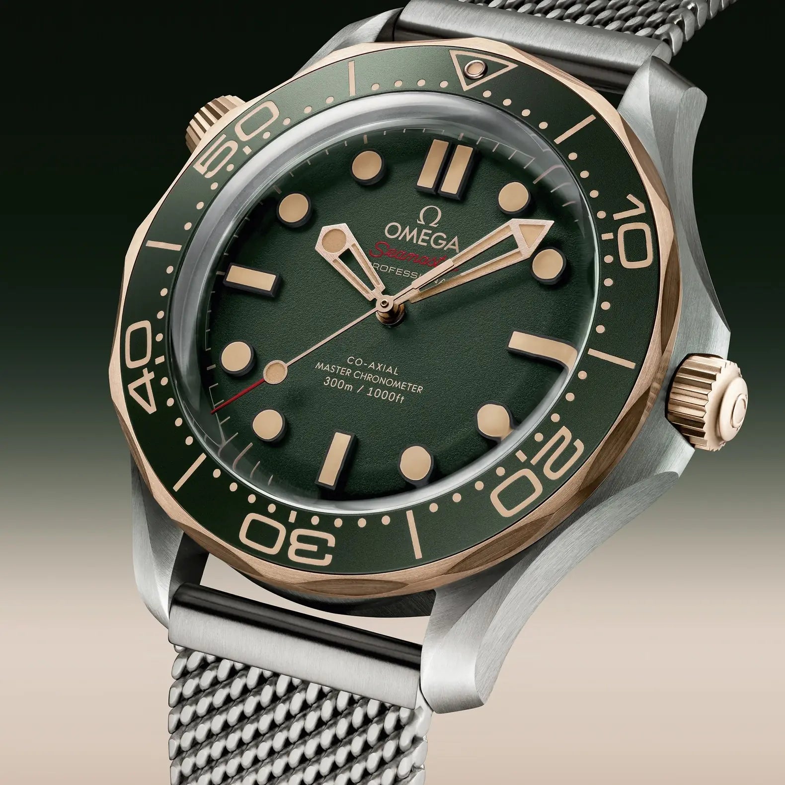 Seamaster Diver 300M 42mm Titanium and Bronze Gold - Green Dial on Bracelet