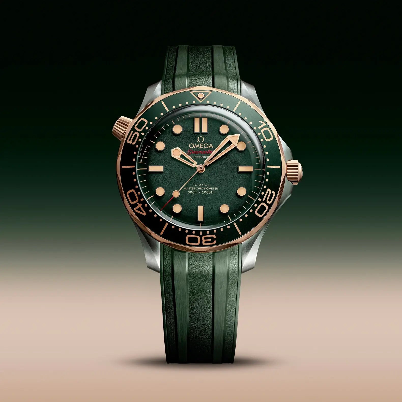 Seamaster Diver 300M Bronze Gold – Green Dial on Rubber Strap