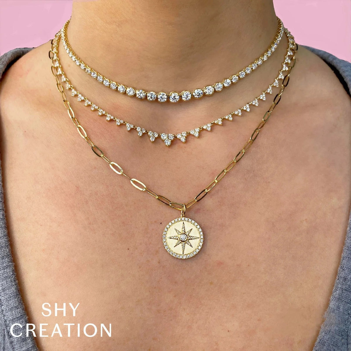 Diana 6.75 CTW Diamond Tennis Necklace in 14K Yellow Gold