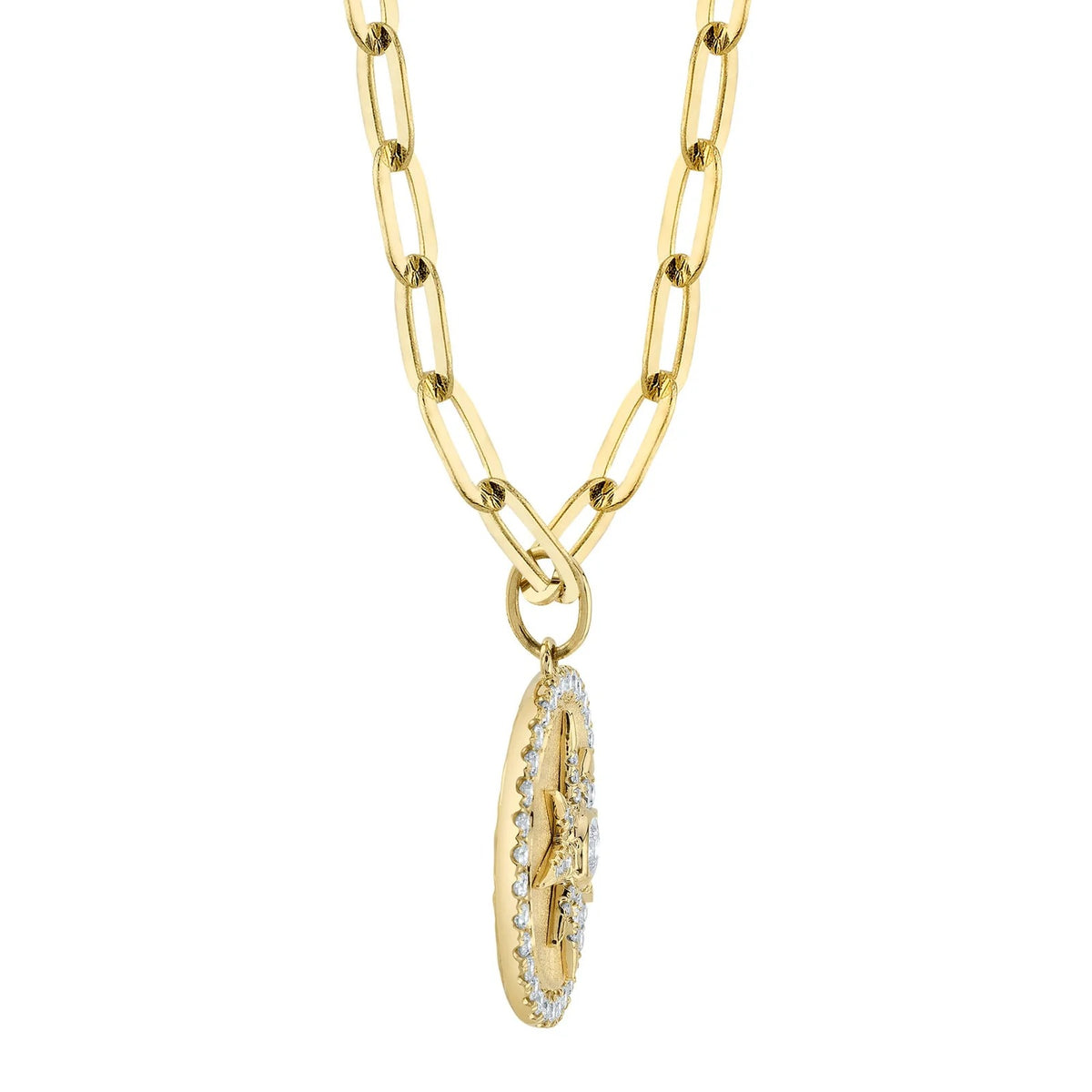 Kate Diamond Star Paperclip Link Necklace in 14K Yellow Gold