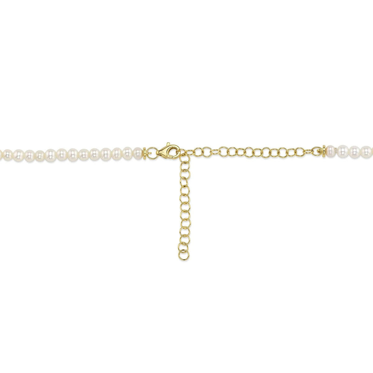 Cultured Pearl 14k Yellow Gold Tennis Necklace