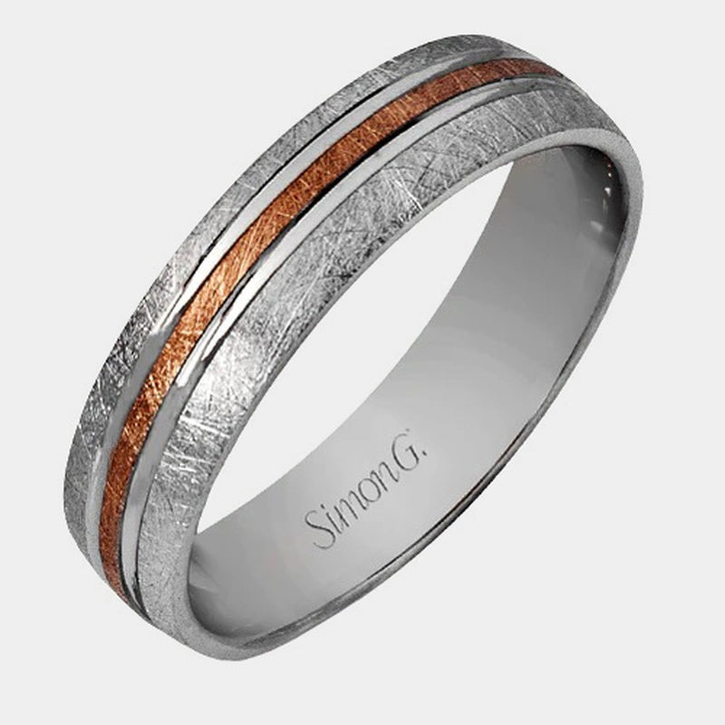Textured Wedding Ring 14k White/Rose Gold - LG101