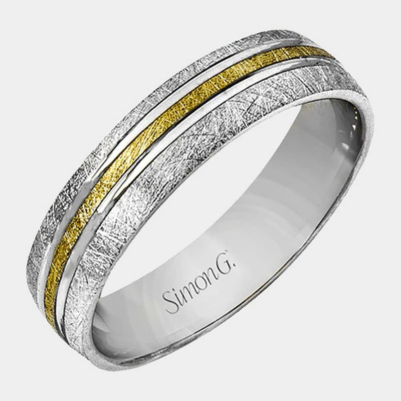 Textured Wedding Ring 14k White/Yellow Gold - LG101