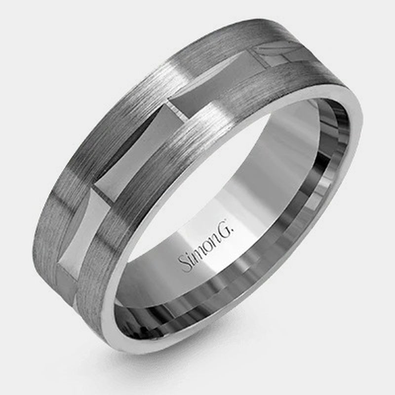 Geometric Wedding Ring 18k White Gold - LG115