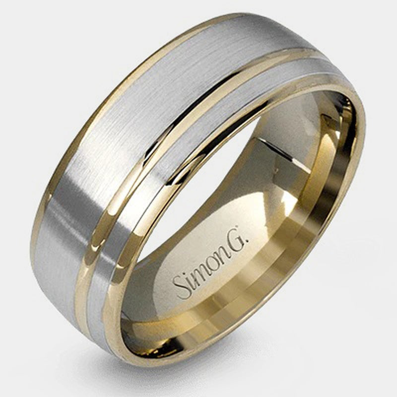 Classic Grooved Wedding Ring 18k White/Yellow Gold - LG117