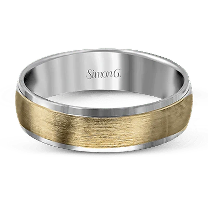 Brushed Wedding Ring 14k White/Yellow Gold - LG124