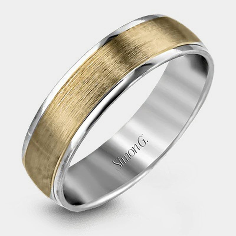 Brushed Wedding Ring 18k White/Yellow Gold - LG124