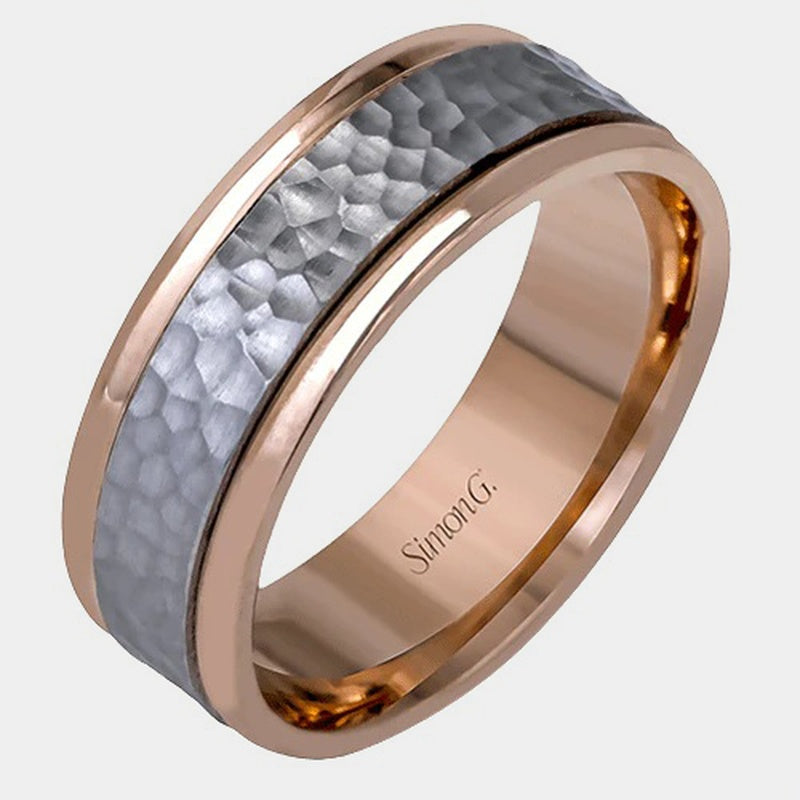 Hammered Wedding Ring 14k White/Rose Gold - LG140