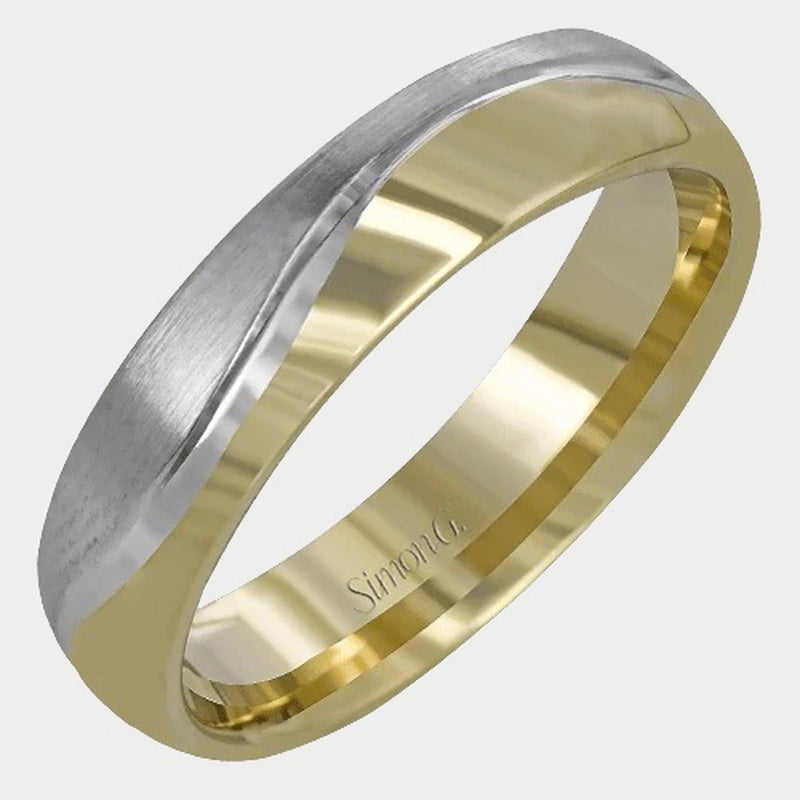 Modern Wedding Ring 14k White/Yellow Gold - LG148