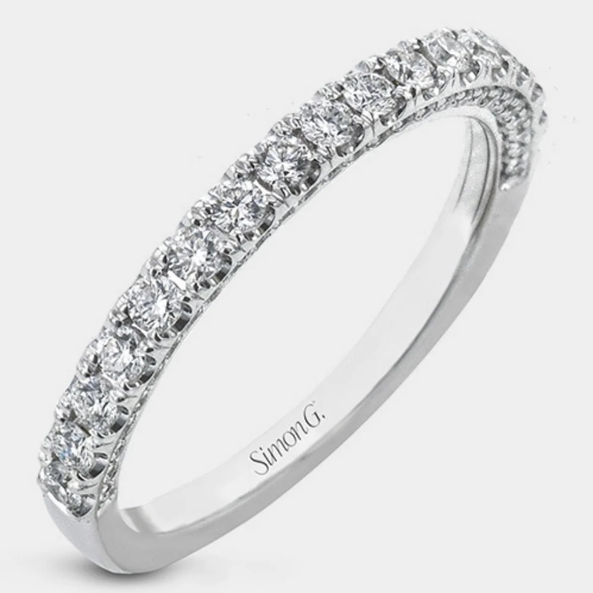 Pavé Diamond Wedding Ring 18k White Gold - LR2595-B