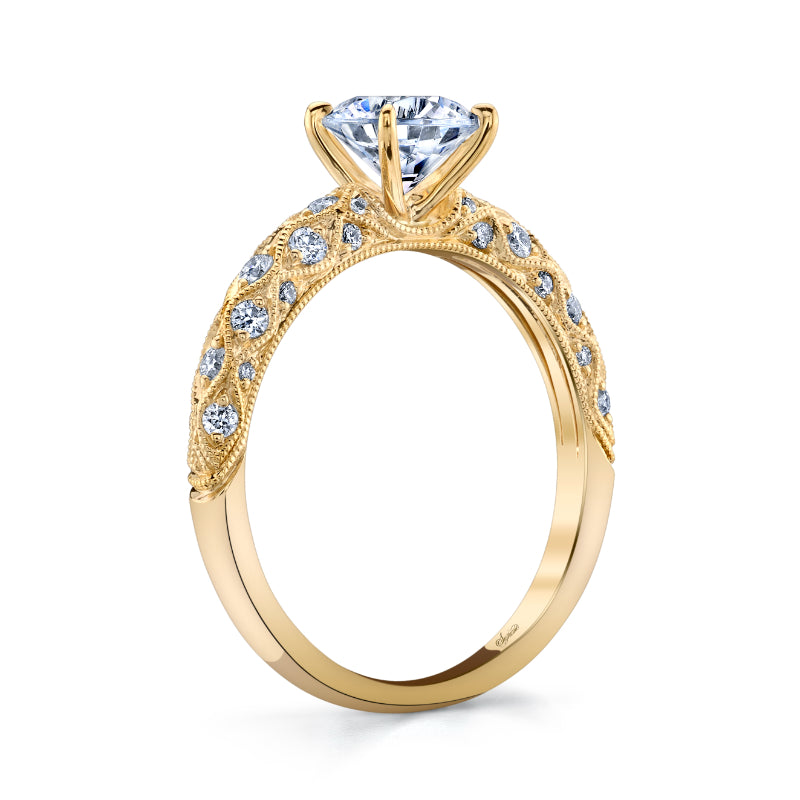 Round Milgrain Diamond Engagement Ring - SJU1185R