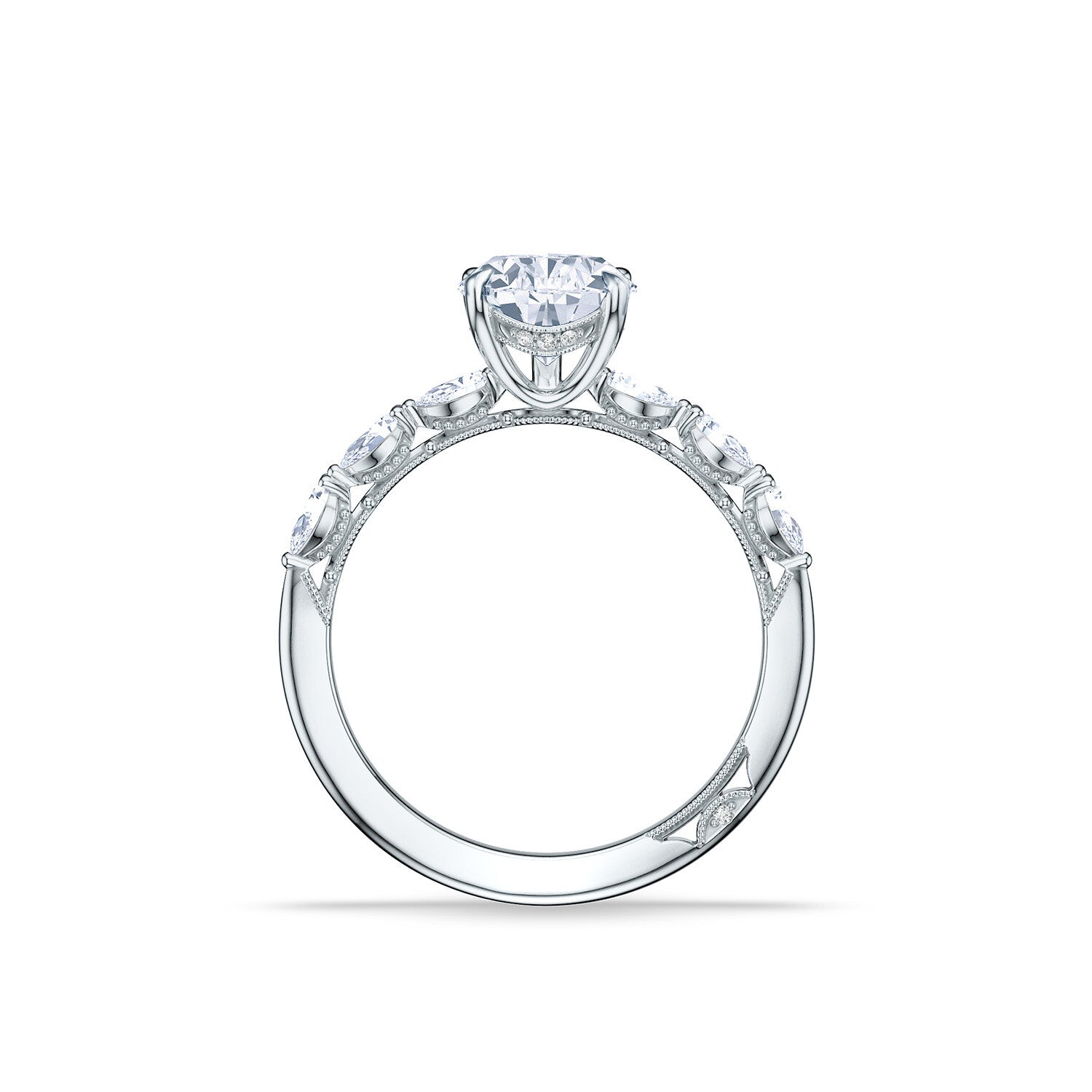 Pear Side Stone Platinum Engagement Ring - 2687