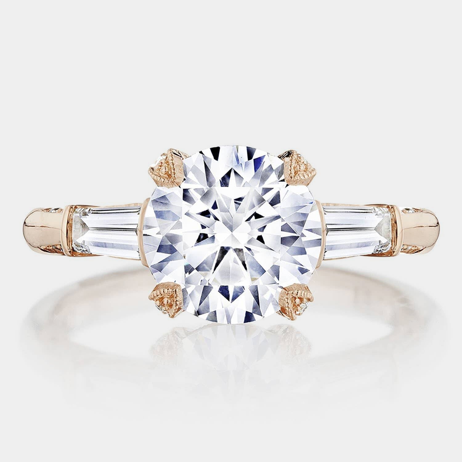 Round 3-Stone Platinum Engagement Ring - HT2657