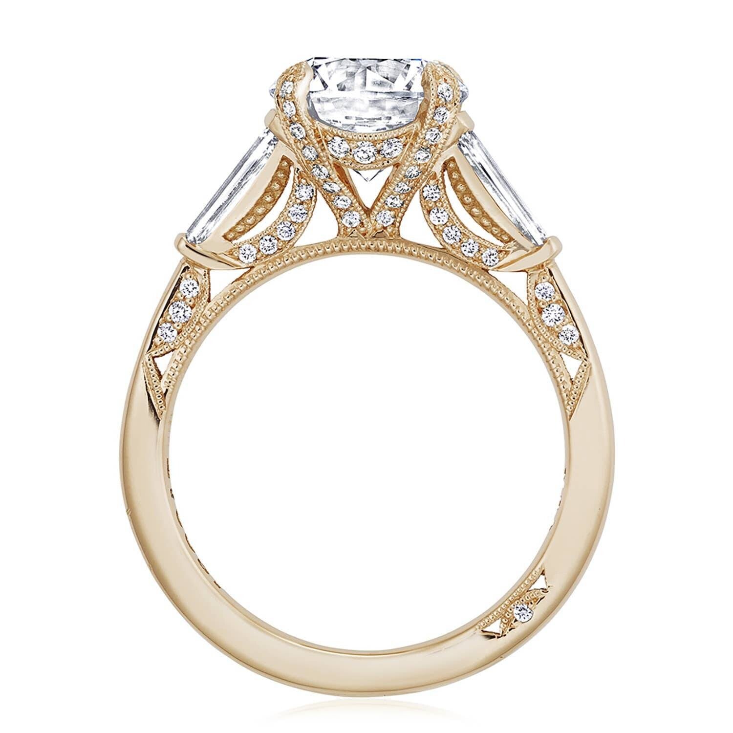 Round 3-Stone Platinum Engagement Ring - HT2657
