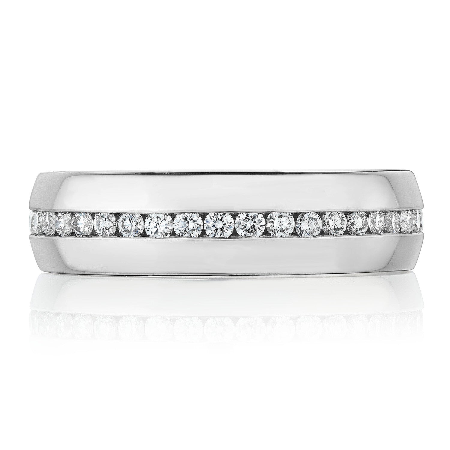 Channel Set Diamond Wedding Ring 18K White Gold - 143-6