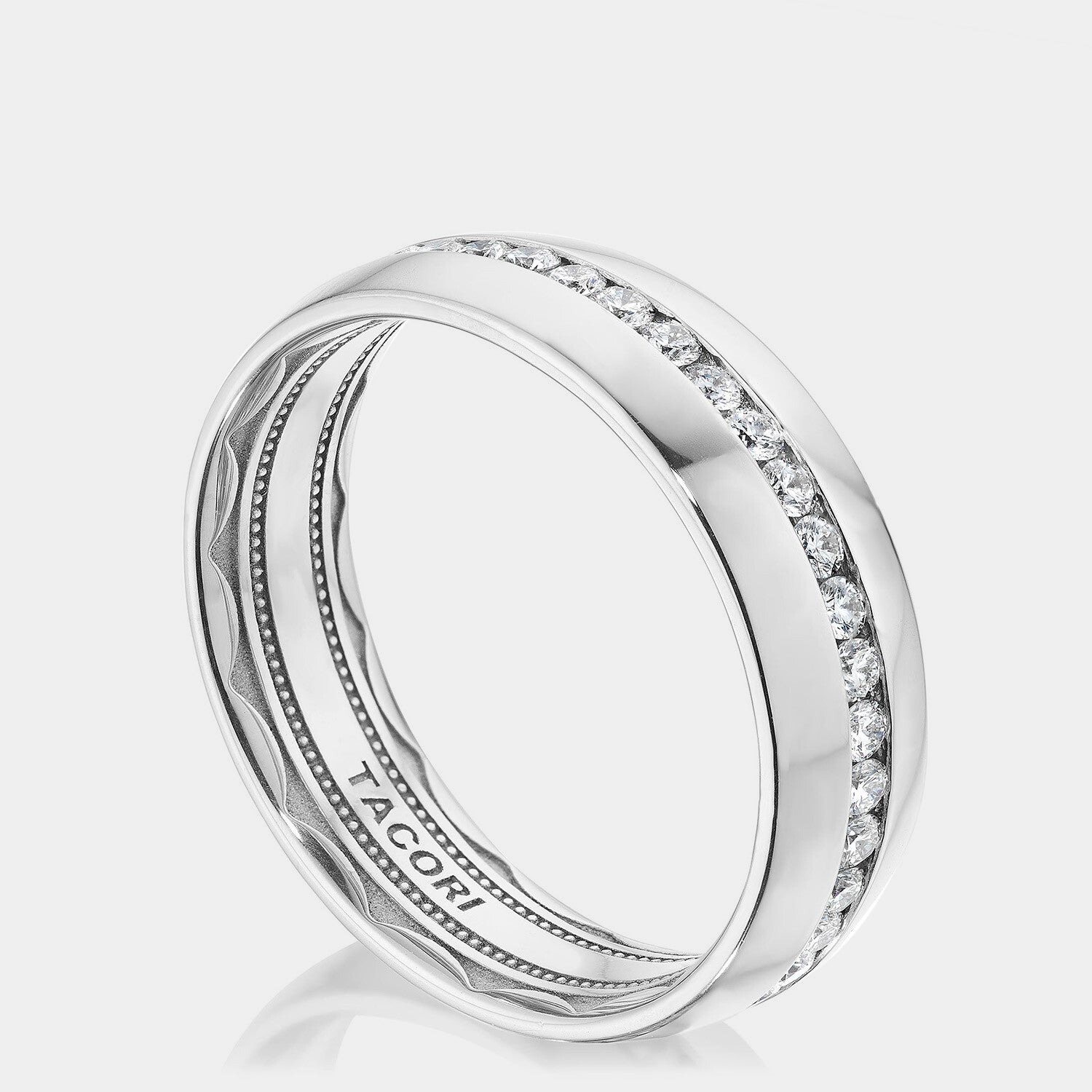 Channel Set Diamond Wedding Ring 18K White Gold - 143-6